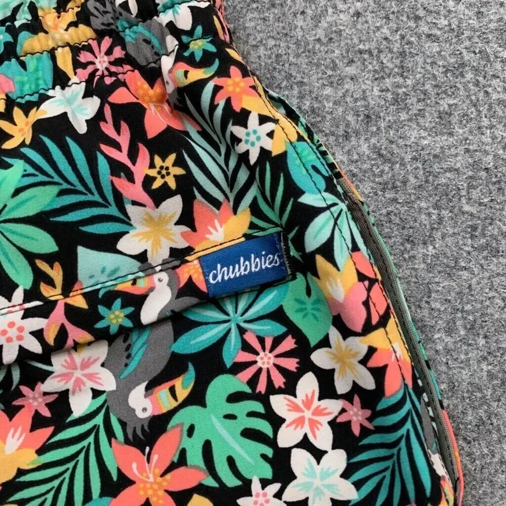 Chubbies Shorts Mens S Small Black Floral Bloomerangs Lined Beach‎ Swim Trunks